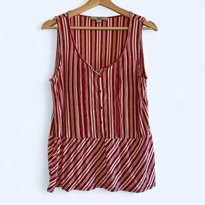 American vintage red and white striped sleeveless blouse